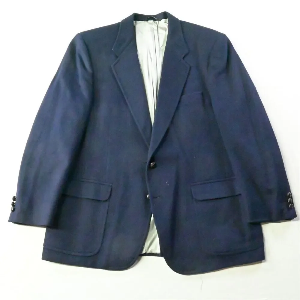 Vtg Golden House 44R Navy Blue Camel Hair Blazer Suit Jacket Sport Coat